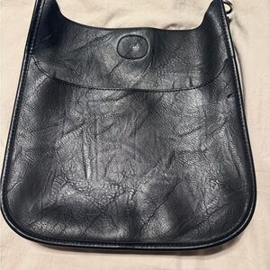 Ahdorned Vegan Black Leather Messenger Bag with guitar strap